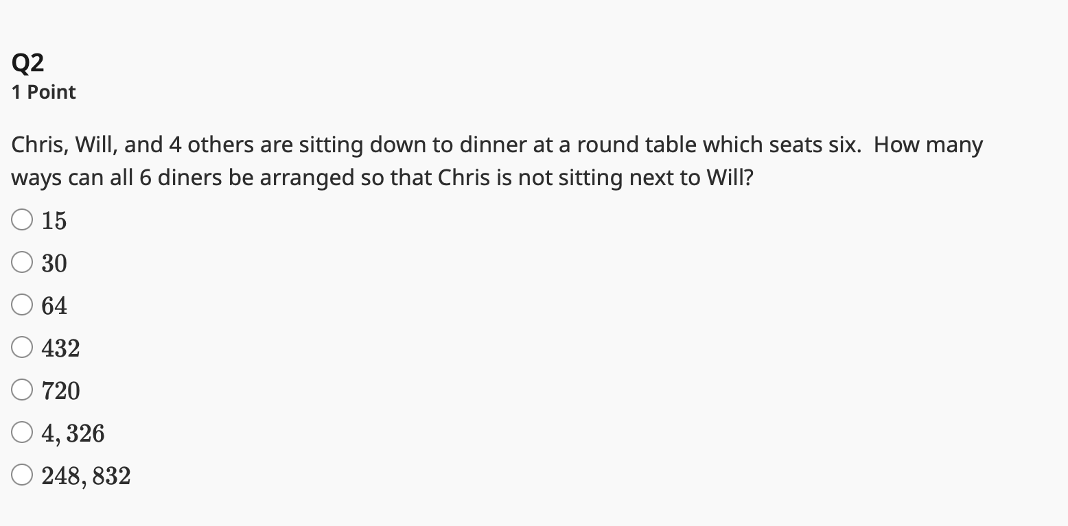 Solved Chris, Will, and 4 others are sitting down to dinner | Chegg.com