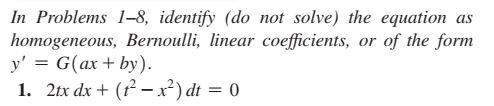 Solved In Problems 1-8, Identify (do Not Solve) The Equation | Chegg.com