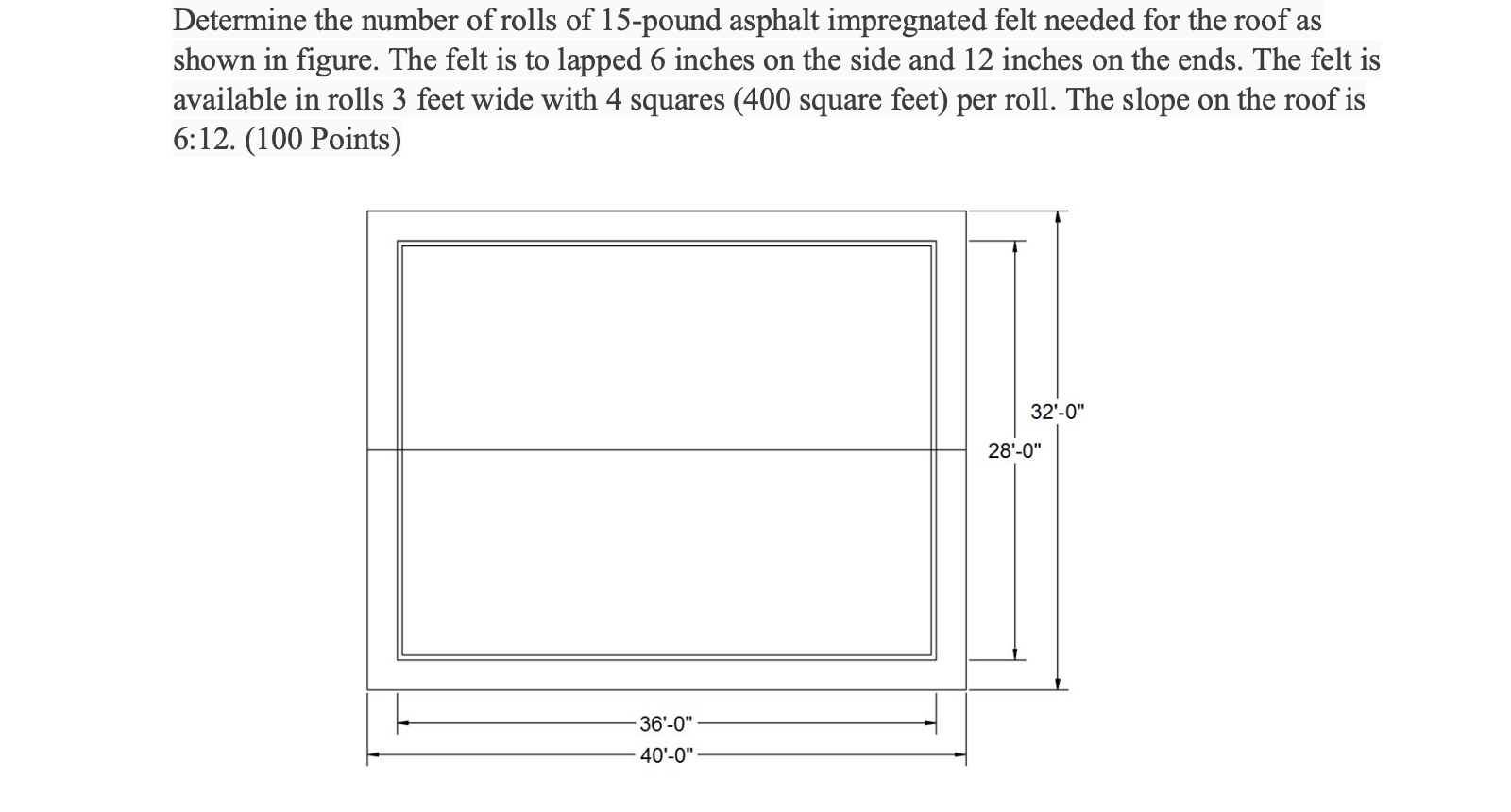 Solved Determine the number of rolls of 15-pound asphalt | Chegg.com