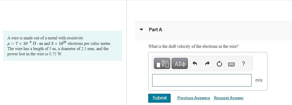 Solved A wire is made out of a metal with resistivity | Chegg.com