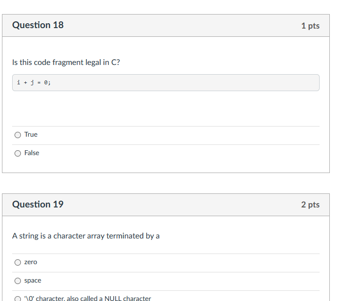 Solved Question 15 2 pts Given the below C code: char ch; | Chegg.com