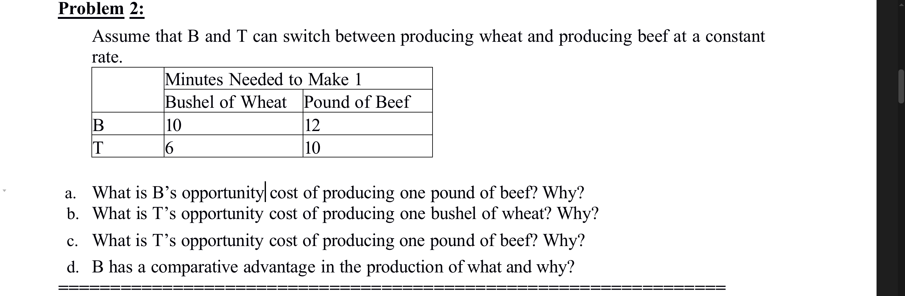 Solved Problem 2: Assume that B and T can switch between | Chegg.com