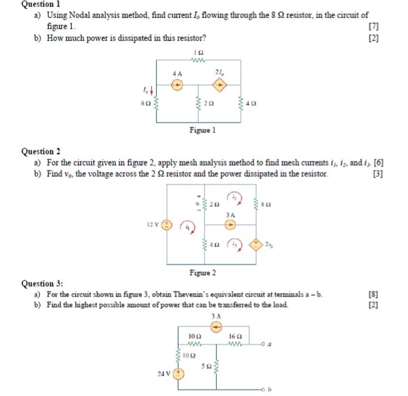 Solved Resistor, In The Circuit Of Question 1 A) Using Nodal | Chegg.com