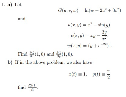 Solved 1 A Let G U V W In W 2u232 And U A Y Sin Chegg Com