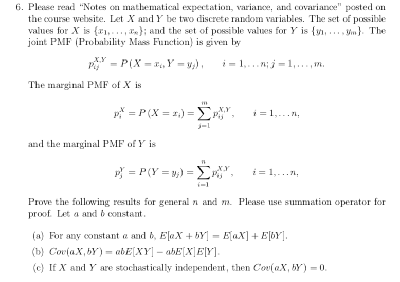 6 Please Read Notes On Mathematical Expectation Chegg Com