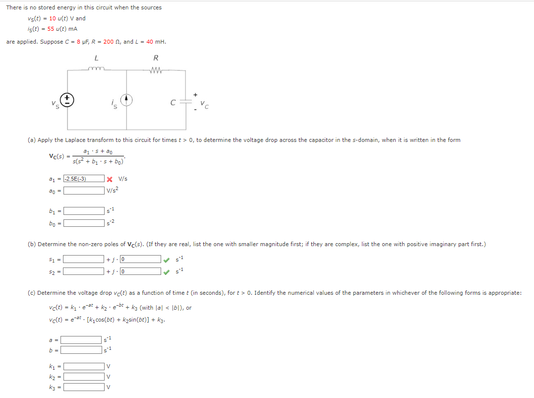 Solved There is no stored energy in this circuit when the | Chegg.com