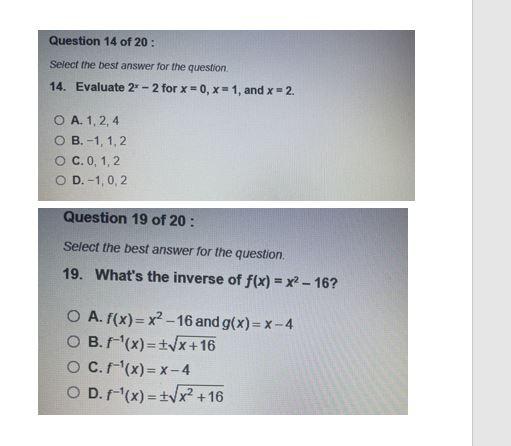 Solved Select The Best Answer For The Question Evaluate Chegg Com