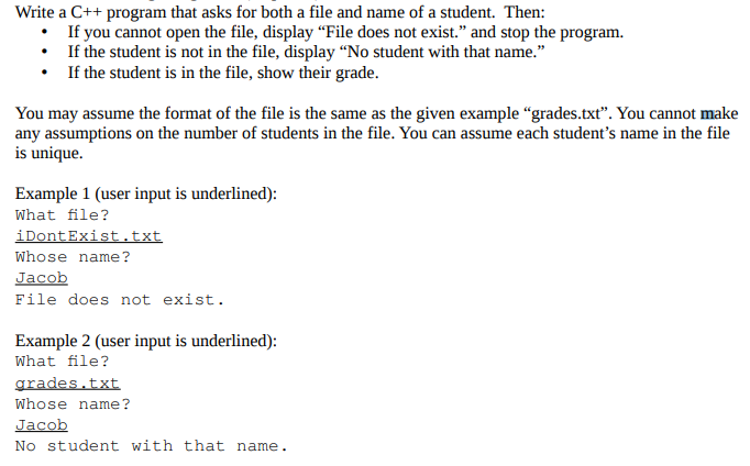 Solved Write a C++ program that asks for both a file and | Chegg.com