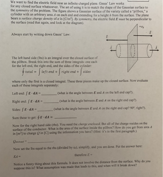 Solved We want to find the electric field near an infinite | Chegg.com