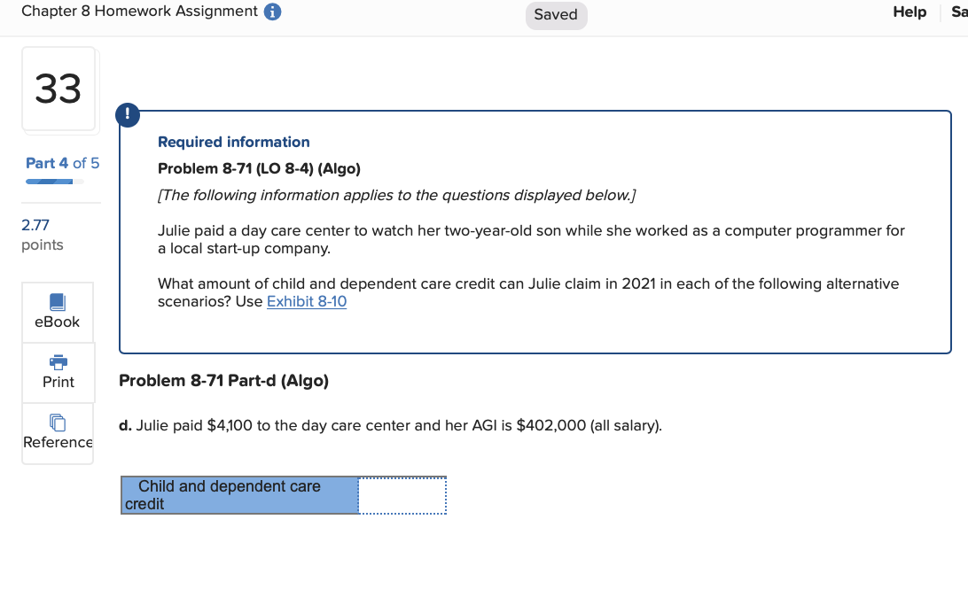 Chapter 8 Homework Assignment i Saved Help Sa 30 Part | Chegg.com