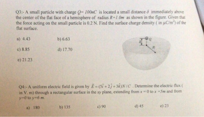 Solved Q3- A small particle with charge Q- 100nC is located | Chegg.com