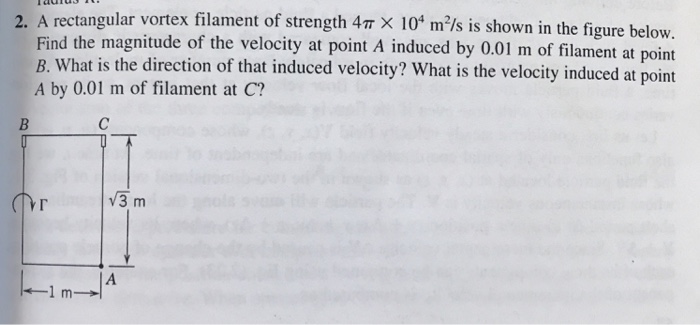 Solved 2. A rectangular vortex filament of strength 4π × 104 | Chegg.com