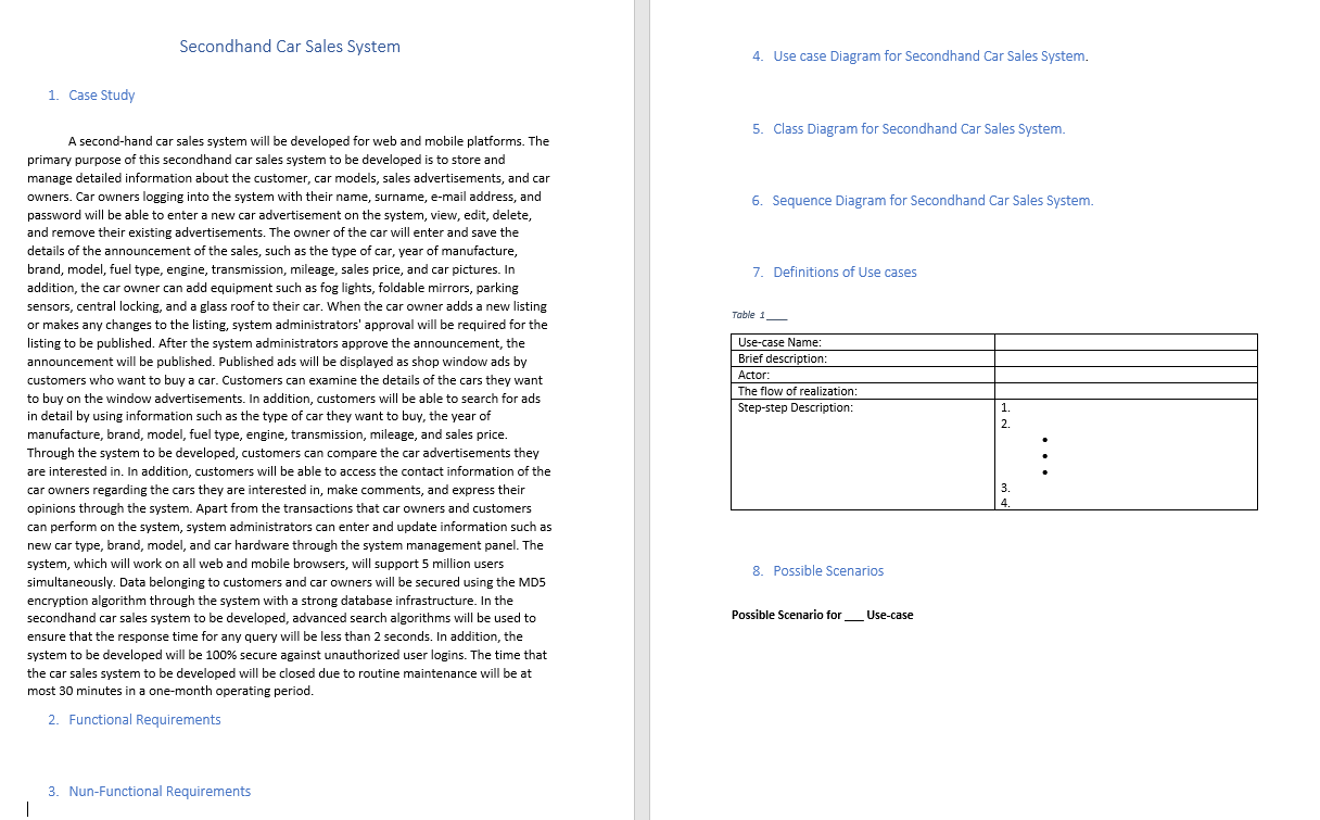 Solved Secondhand Car Sales System 4. Use case Diagram for