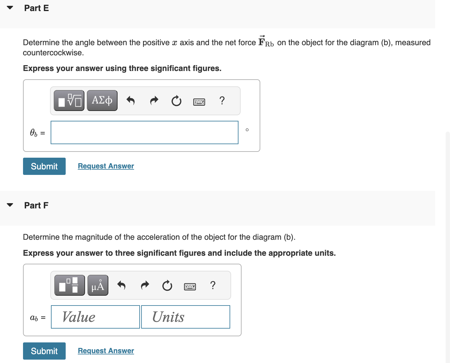 Solved The two forces F1 and F2 shown in act on a 22.0−kg | Chegg.com