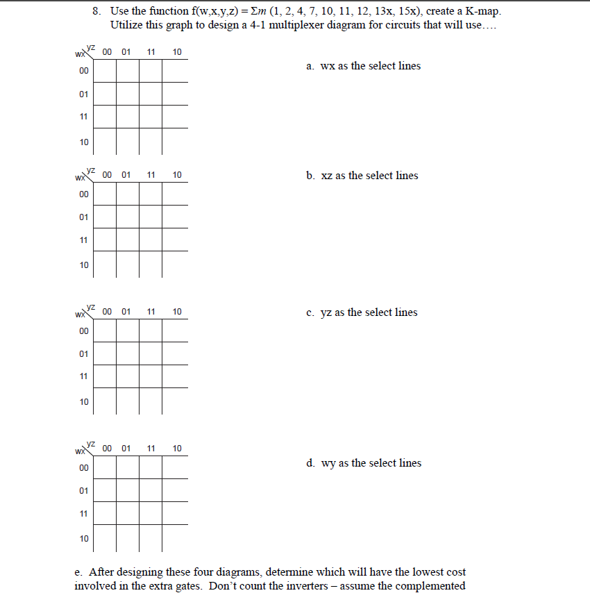 Solved 8 Use The Function F W X Y Z Em 1 2 4 7 1 Chegg Com