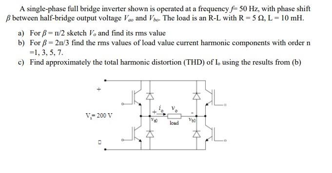 Solved A Single-phase Full Bridge Inverter Shown Is Operated | Chegg.com