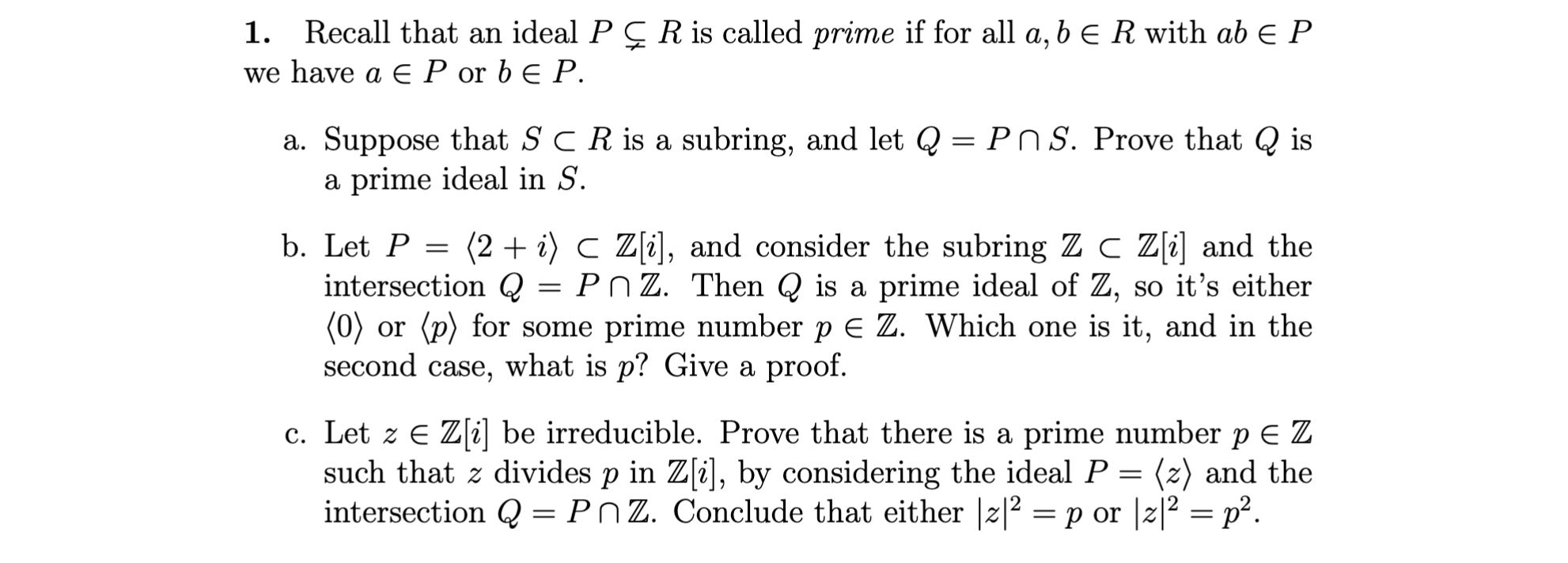 Solved 1 Recall That An Ideal P C R Is Called Prime If F Chegg Com