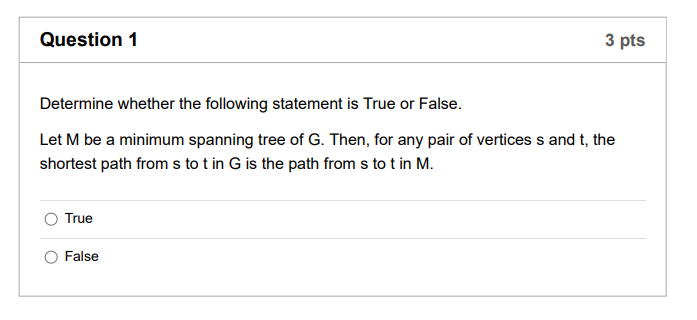 Solved Question 1 3 pts Determine whether the following | Chegg.com