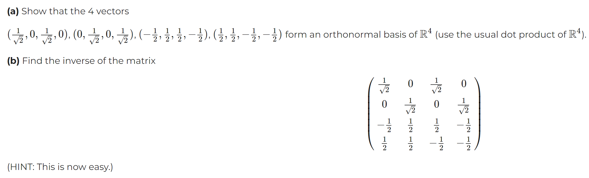 Solved (a) Show that the 4 vectors | Chegg.com