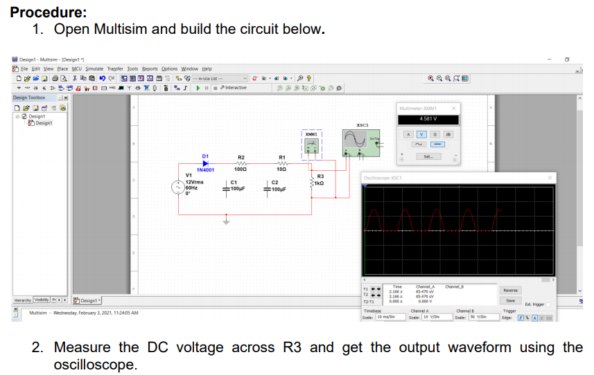 half wave rectifier without filter experiment