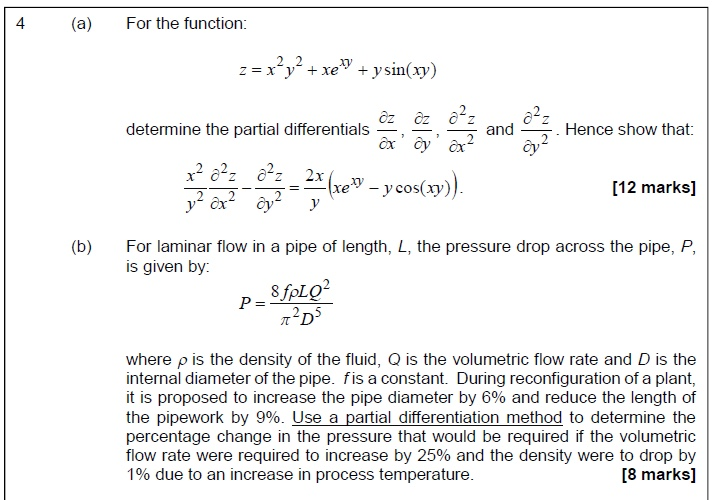 Solved 4 (a) For the function x2y2 + xe, y sin(xy) determine | Chegg.com