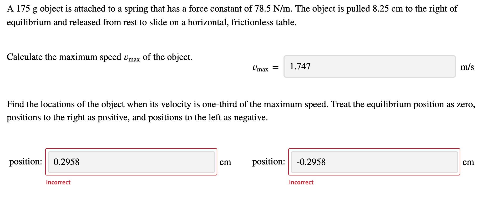 Solved A 175 g object is attached to a spring that has a | Chegg.com