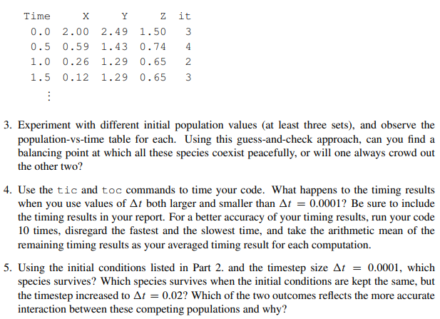 Problem 1. The Three Species Problem Write a MATLAB | Chegg.com