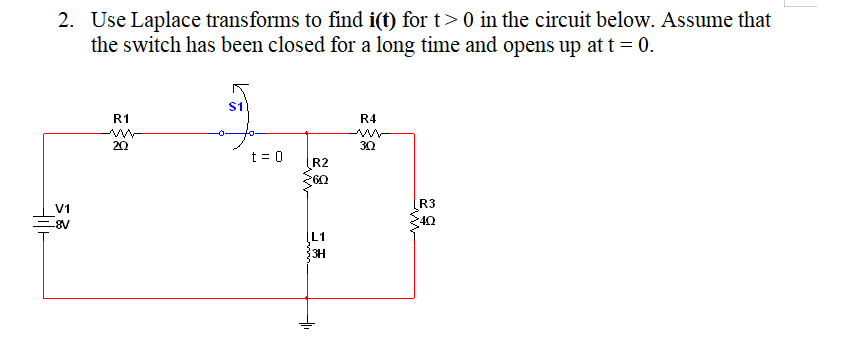 Solved 2. Use Laplace Transforms To Find I(t) For T> 0 In | Chegg.com