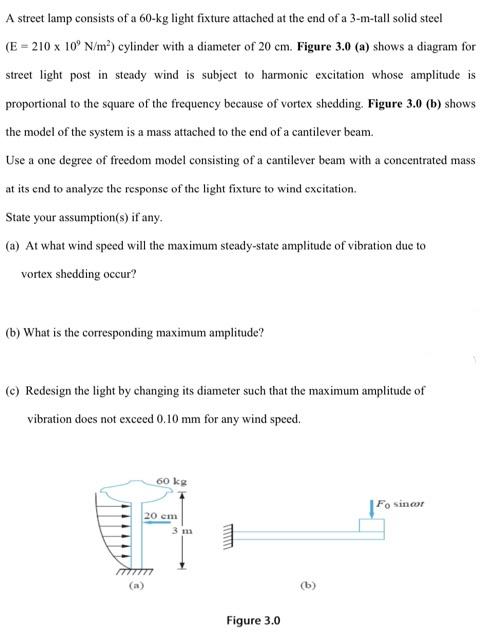 Solved A street lamp consists of a 60-kg light fixture | Chegg.com