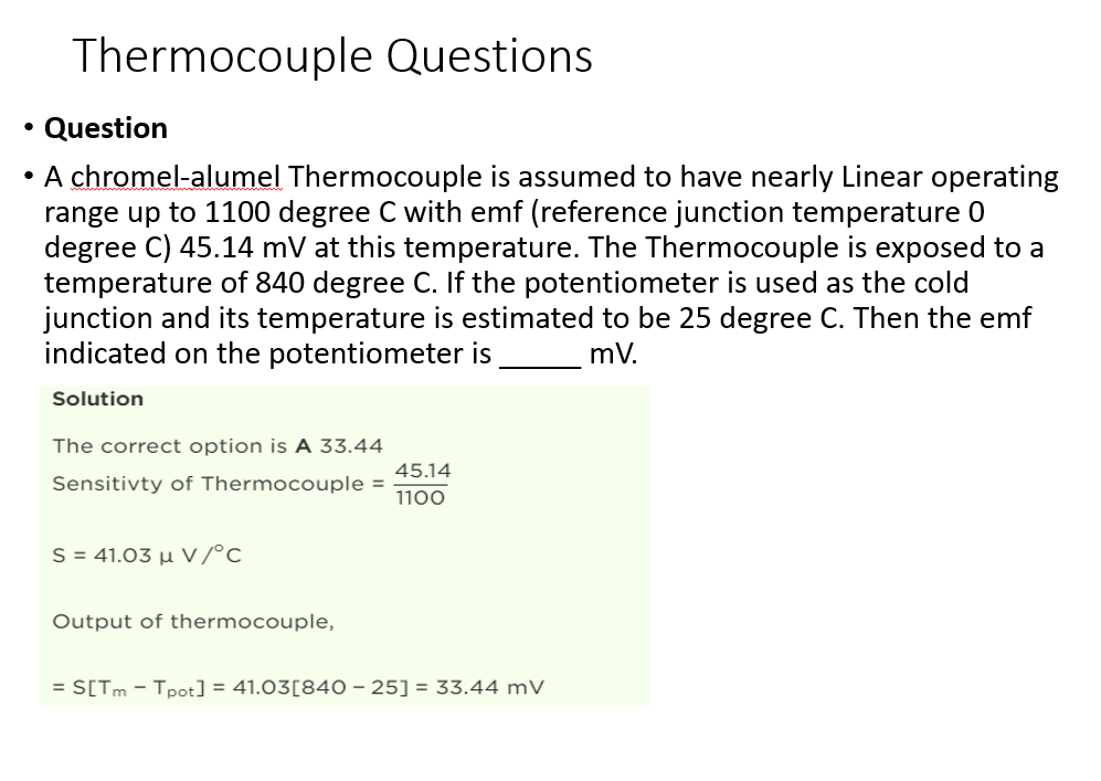 Solved Thermocouple Questions Question A chromelalumel