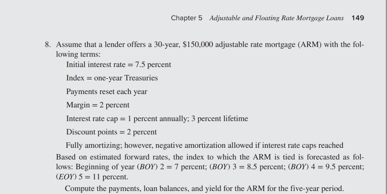 Solved Chapter 5 Adjustable and Floating Rate Mortgage Loans