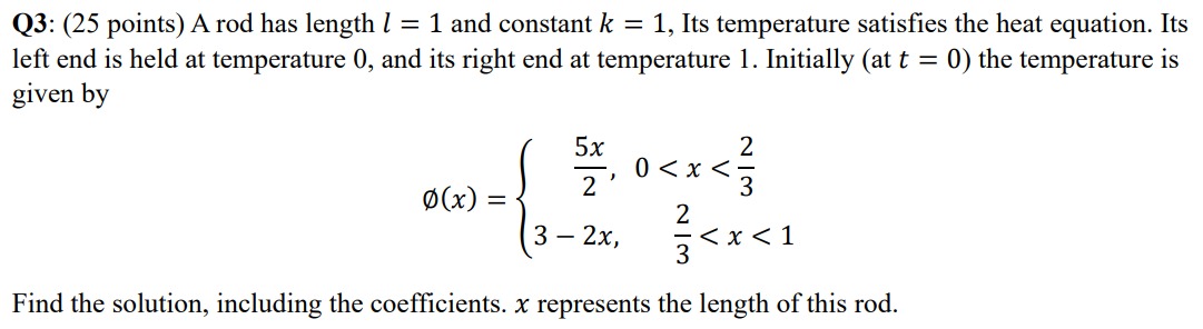 Solved Q3: (25 points) A rod has length l=1 and constant | Chegg.com