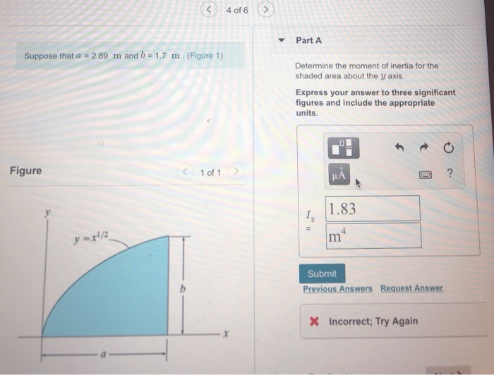 Solved く) 4of6 (> Part A Suppose that a 2.89 m and b 1.7 m. | Chegg.com