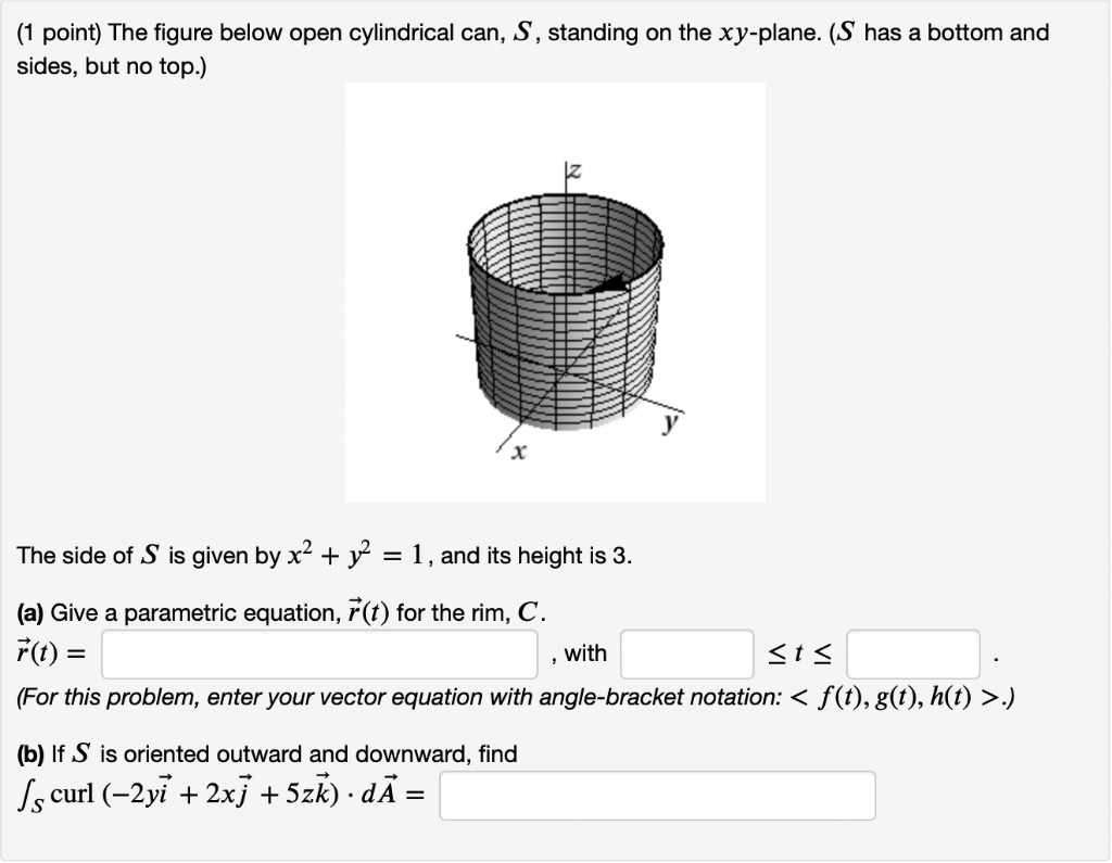 Solved (1 Point) The Figure Below Open Cylindrical Can, S, | Chegg.com