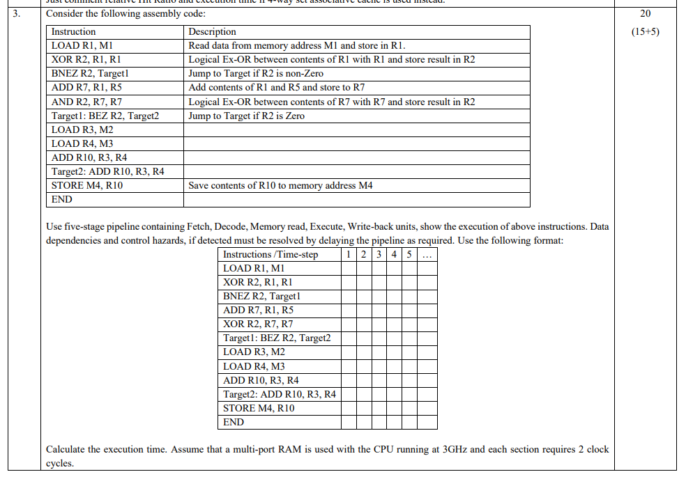 Solved Sau USCA 3. 20 (15+5) Unway Consider the following | Chegg.com