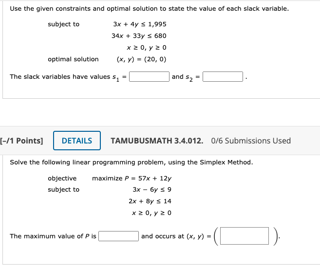 SOLVED: Use The Given Constraints And Optimal Solution To, 60% OFF