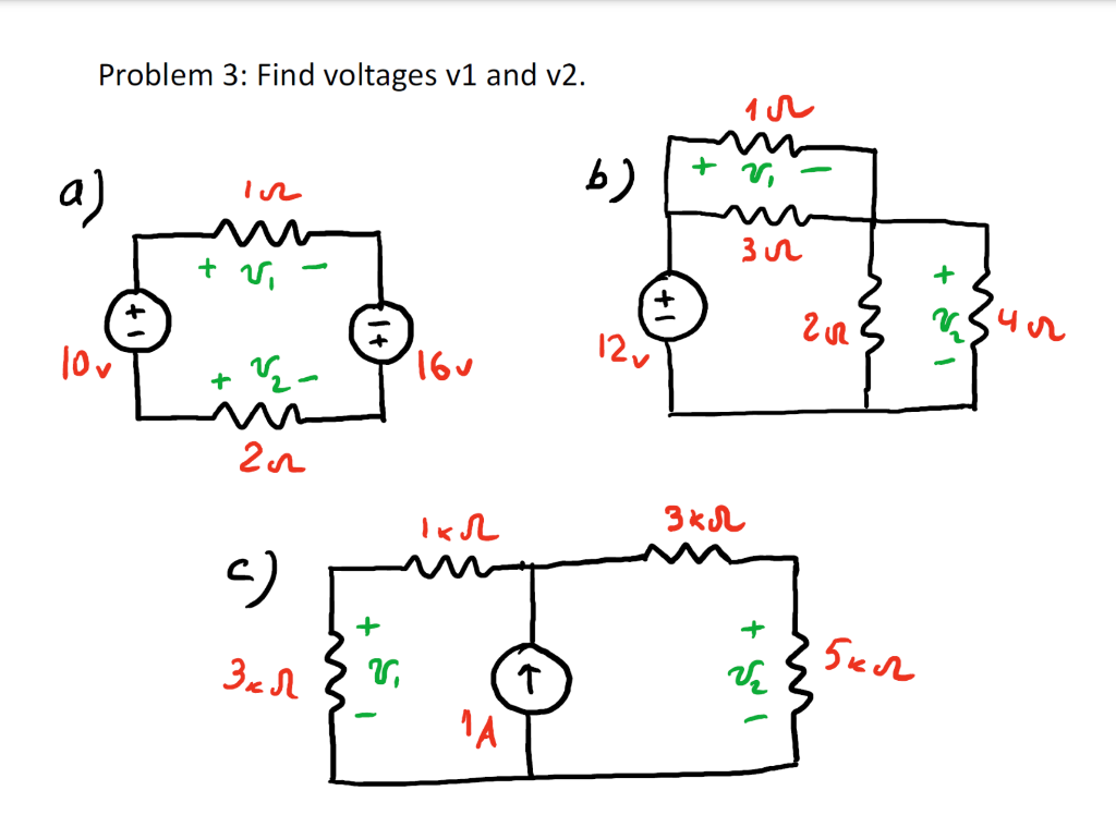 Problem 3: Find voltages v1 and v2