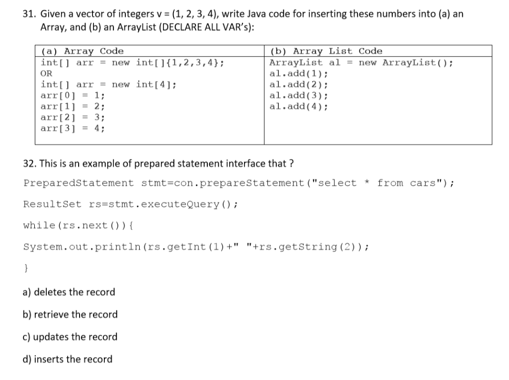 Solved 31. Given a vector of integers v - (1, 2, 3, 4), | Chegg.com