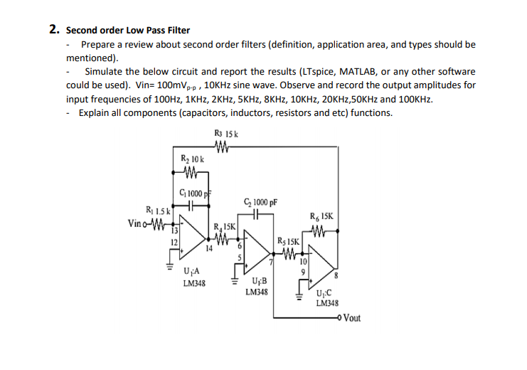 Solved 2 second order low pass filter prepare a review chegg
