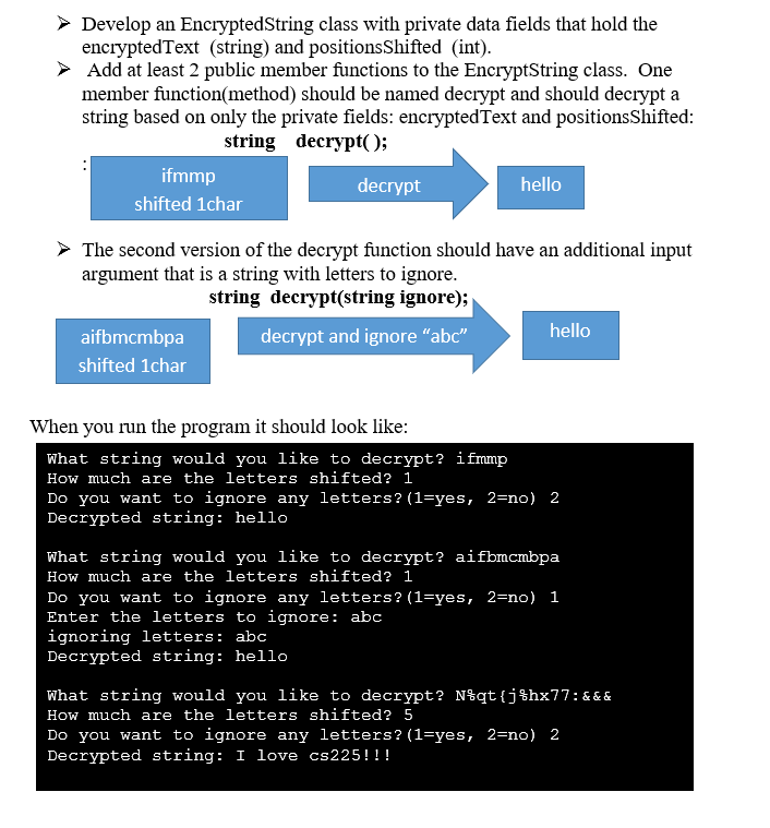 Solved Develop an EncryptedString class with private data | Chegg.com