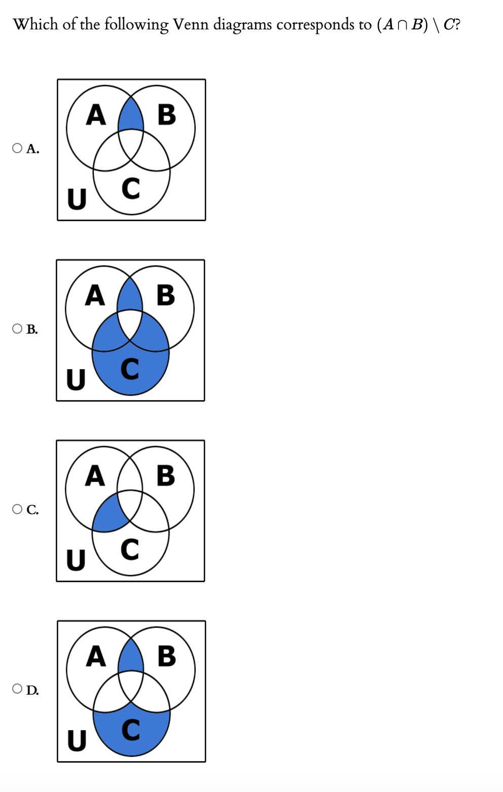 Solved Which Of The Following Venn Diagrams Corresponds To | Chegg.com