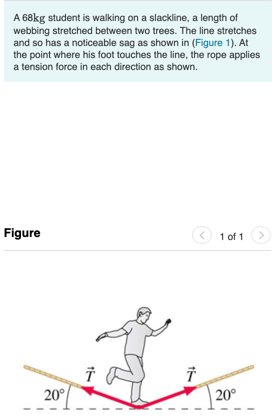 Solved A 68kg student is walking on a slackline, a length of