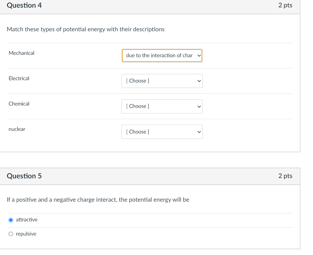 Solved Question 4 2 pts Match these types of potential | Chegg.com