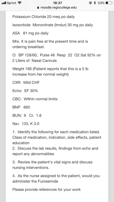 Furosemide potassium chloride nursing interventions