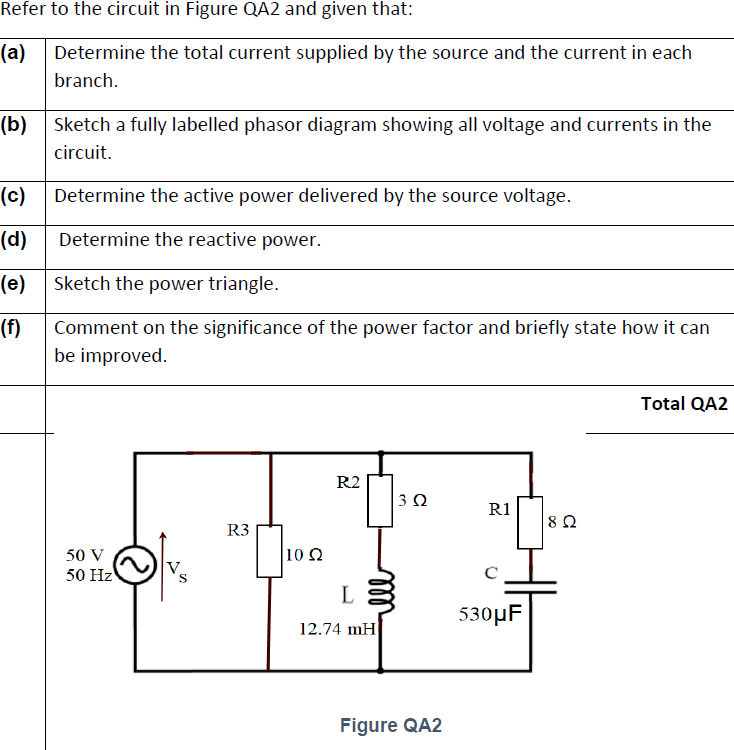 Solved Refer to the circuit in Figure QA2 and given that: | Chegg.com