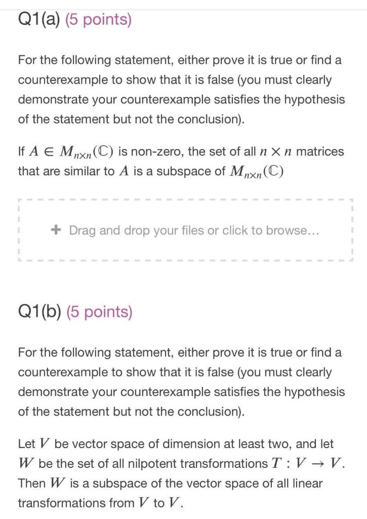 Solved Q1(a) (5 Points) For The Following Statement, Either | Chegg.com