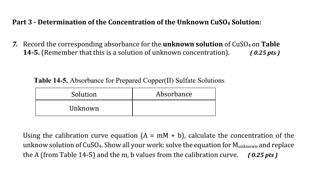 Solved Experiment 14 Preparing Solutions of Standard