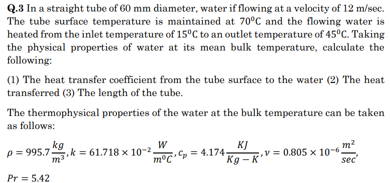 Solved Q.3 In a straight tube of 60 mm diameter, water if | Chegg.com