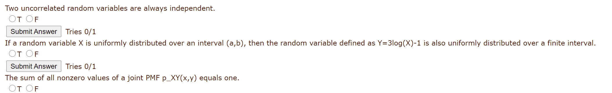 Solved Two uncorrelated random variables are always | Chegg.com