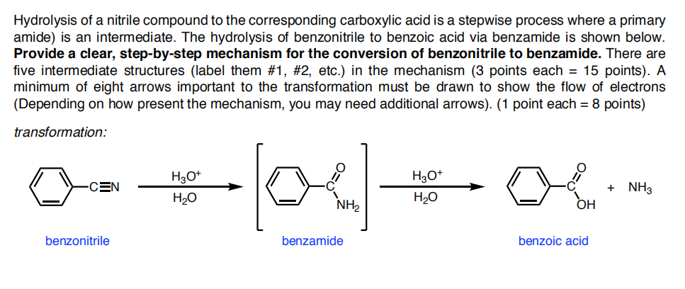 Solved Hydrolysis Of A Nitrile Compound To The Corresponding Chegg Com